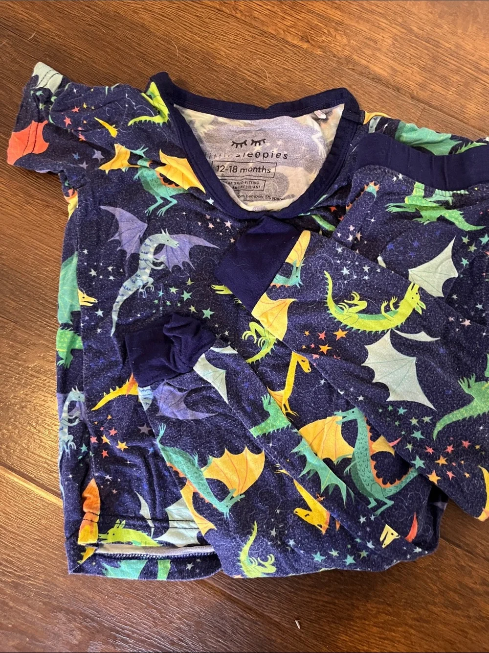 Little Sleepies Navy Dragon Pajama Set with Multicolor Dragons